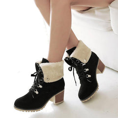 Wedge Faux Suede Zipper Stacked Snow Ankle Boots