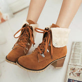 Wedge Faux Suede Zipper Stacked Snow Ankle Boots