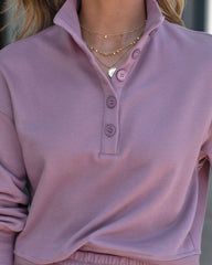 Williams Cotton Henley Sweatshirt - Dark Mauve