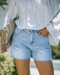 Winnie High Rise Distressed Denim Shorts