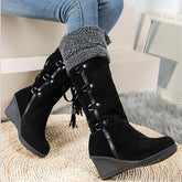 Winter Lace Up Fur Warm Heeled Boots