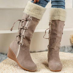 Winter Lace Up Fur Warm Heeled Boots