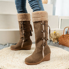 Winter Lace Up Fur Warm Heeled Boots