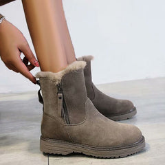 Winter Warm Fur Side Zipper Snow Boots