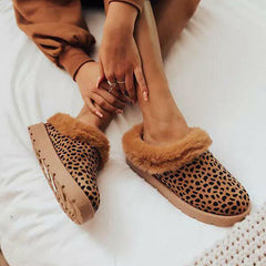 Winter Warm Suede Mules Slippers Slip On Fur Lined Shoes