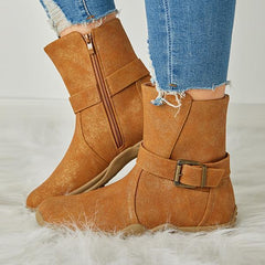 Winter Warm Zipper Flat Snow Boots
