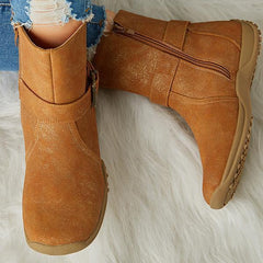 Winter Warm Zipper Flat Snow Boots