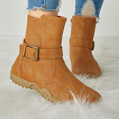 Winter Warm Zipper Flat Snow Boots