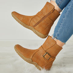 Winter Warm Zipper Flat Snow Boots