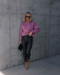 Woah Pocketed Cotton Blend Mock Neck Sweatshirt - Mauve