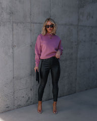 Woah Pocketed Cotton Blend Mock Neck Sweatshirt - Mauve