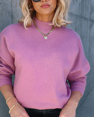 Woah Pocketed Cotton Blend Mock Neck Sweatshirt - Mauve
