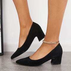 Women¡¯s Chunky Low Block Heels Closed Toe Dress Pumps Shoes