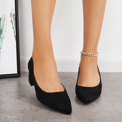 Women¡¯s Chunky Low Block Heels Closed Toe Dress Pumps Shoes