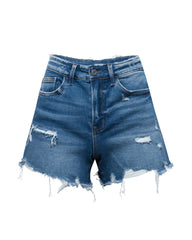 Wrenly Distressed High Waisted Denim Shorts
