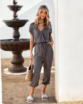Wyland Pocketed Printed Jumpsuit - Charcoal