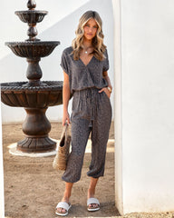 Wyland Pocketed Printed Jumpsuit - Charcoal