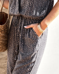 Wyland Pocketed Printed Jumpsuit - Charcoal