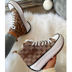 Lace Up Chunky High Top Sneakers