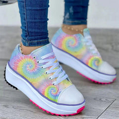 Casual Tie-Dye Color-Blocking Sneakers