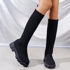 Chic Knee High Knitted Sock Boots
