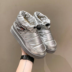 Metallic Drawstring Design Thermal Lined Snow Boots