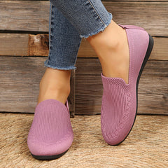 Casual Knitted Solid Color Flats