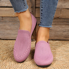Casual Knitted Solid Color Flats