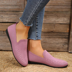 Casual Knitted Solid Color Flats