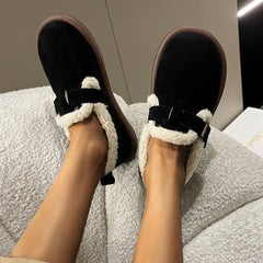 Casual Faux Suede Thick Plush Lined Flats