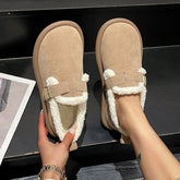 Casual Faux Suede Thick Plush Lined Flats
