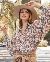 Yala Paisley Button Down Balloon Sleeve Blouse