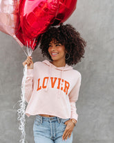 You're My Lover Cropped Hooded Sweatshirt - Blush