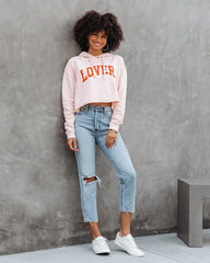 You're My Lover Cropped Hooded Sweatshirt - Blush