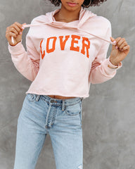 You're My Lover Cropped Hooded Sweatshirt - Blush
