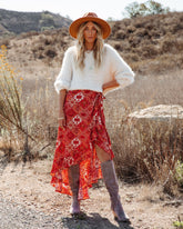 Zayne Printed High Low Wrap Maxi Skirt