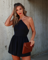 Zephyr Embellished Pocketed Romper - Black