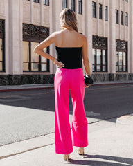 Zoey Pocketed Wide Leg Pants - Hot Pink