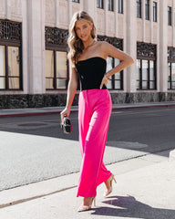 Zoey Pocketed Wide Leg Pants - Hot Pink