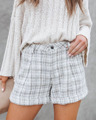 Adelaide Tweed Pocketed Shorts - Ivory/Beige