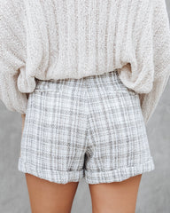 Adelaide Tweed Pocketed Shorts - Ivory/Beige