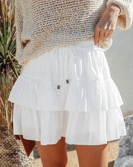 Beach Daze Tiered Skort - White