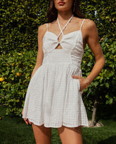 Brooklynn Smocked Pocketed Romper - White