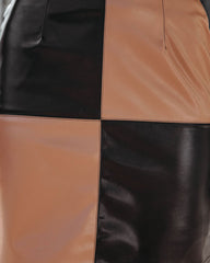 Check Me Out Colorblock Faux Leather Mini Skirt