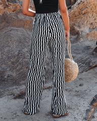 Choppy Waters High Rise Printed Pants - Black White