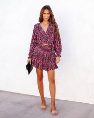 Evangeline Floral Pleated Tiered Mini Skirt