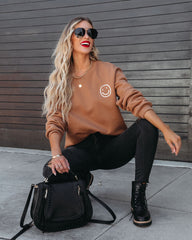Happy Times Smiley Face Pullover - Camel