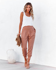 Hot And Bothered Pocketed Cotton Joggers - Mauve