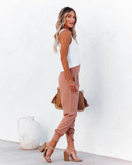 Hot And Bothered Pocketed Cotton Joggers - Mauve