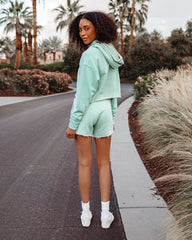 Jentry Washed Cotton Cutoff Hoodie - Blue